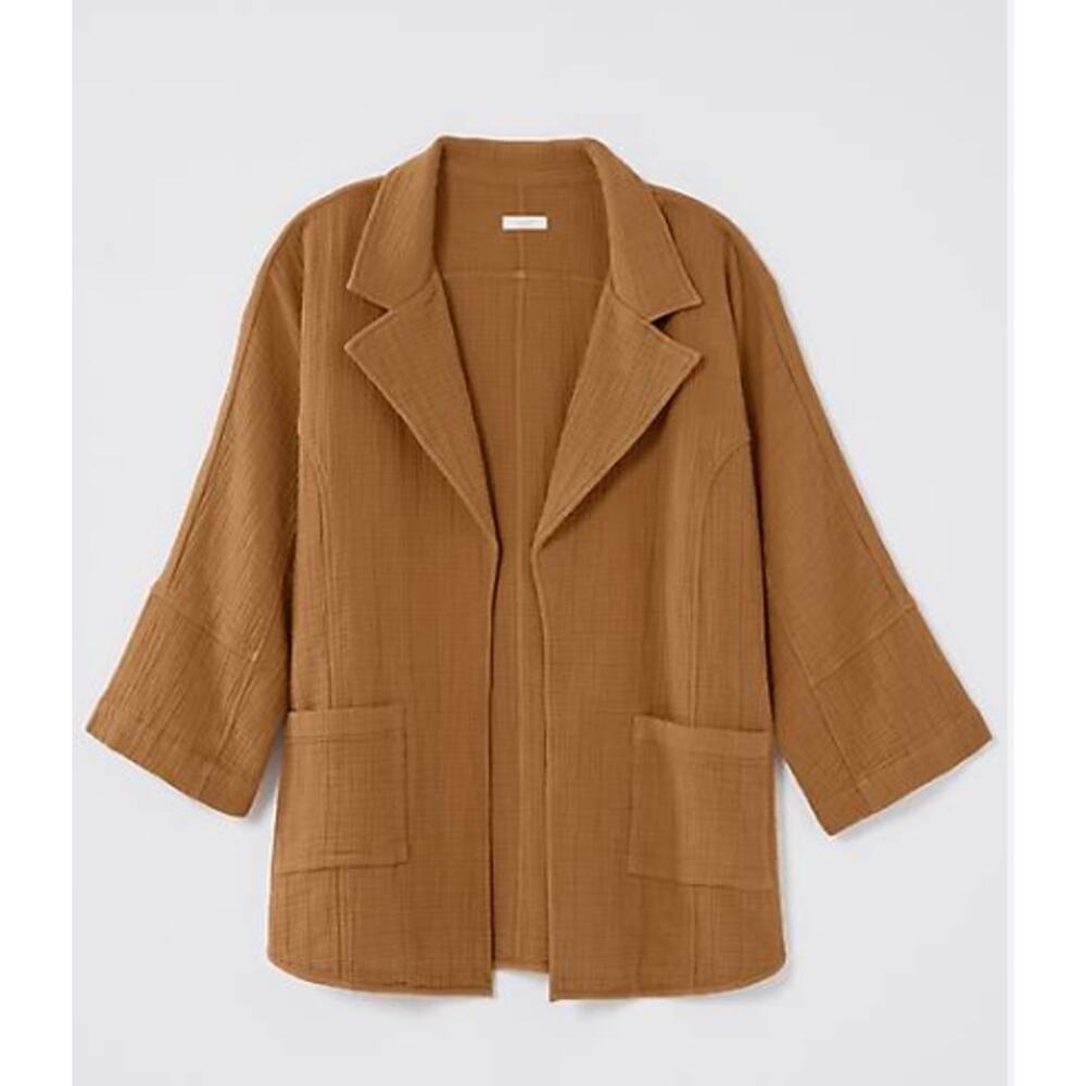 J. Jill XL Pure Jill Cotton Gauze Blazer Oversized Coastal Granny Boho Shacket - Picture 3 of 9